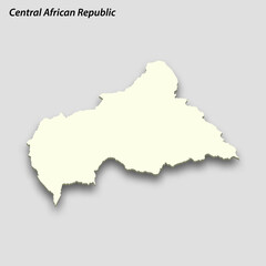 3d isometric map of Central African Republic isolated with shadow