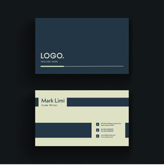 Clean and Minimal Blue Business Card Template premium vector