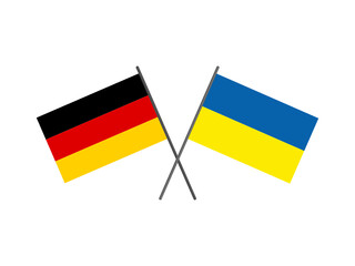 Germany and Ukraine flags crossed. A symbol of friendship and support. Stand with Ukraine.
