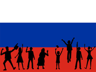 ロシアを応援している人々のイラスト素材です。
