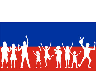 ロシアを応援している人々のイラスト素材です。