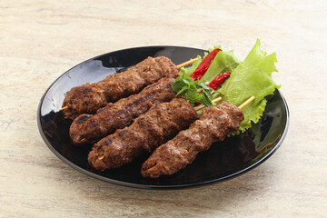 Beef kebab skewer minced meat