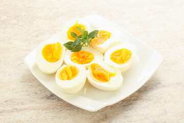 Boiled chicken egg for breakfast