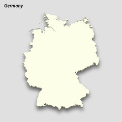 3d isometric map of Germany isolated with shadow
