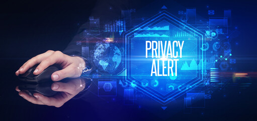 hand holding wireless peripheral, cyber security concept