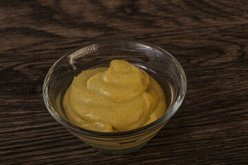 Dijon mustard sauce in the bowl