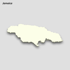 Fototapeta na wymiar 3d isometric map of Jamaica isolated with shadow