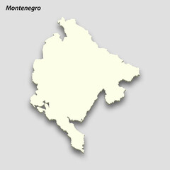 3d isometric map of Montenegro isolated with shadow