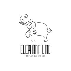 Elephant line logo design protected animal sketch vector illustration