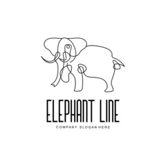 Elephant line logo design protected animal sketch vector illustration