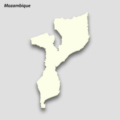Obraz premium 3d isometric map of Mozambique isolated with shadow