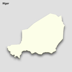 Fototapeta premium 3d isometric map of Niger isolated with shadow