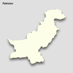 Fototapeta premium 3d isometric map of Pakistan isolated with shadow