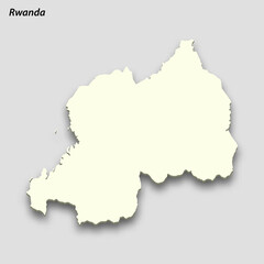 Obraz premium 3d isometric map of Rwanda isolated with shadow