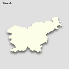 3d isometric map of Slovenia isolated with shadow