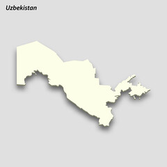 Fototapeta premium 3d isometric map of Uzbekistan isolated with shadow