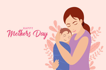 Mother Holding baby in hand, happy Mother's Day special artwork 