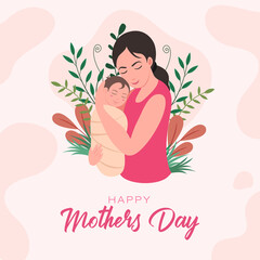 Mother Holding baby in hand, happy Mother's Day special artwork 