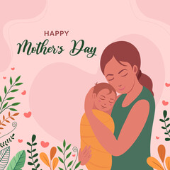 Mother Holding baby in hand, happy Mother's Day special artwork 