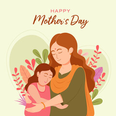 Mother Holding kids in hand, happy Mother's Day special artwork 