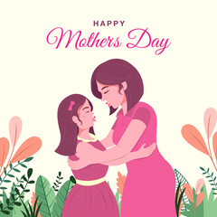 Mother kissing daughter, happy Mother's Day special artwork 