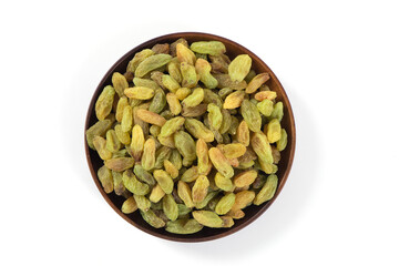  Dried fruits,green raisins isolated on white background