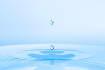 Drop hitting surface of water close-up