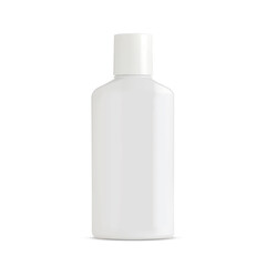 A clean white plastic bottle. Packaging for cosmetic or chemical products. The image is isolated on a white background for design and web.