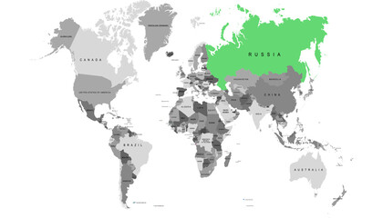 Obraz premium World map. Map of Russia. Russian federation. 