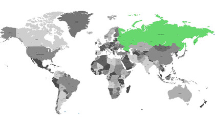 World map. Map of Russia. Russian federation.	
