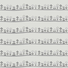 a seamless pattern of flowers bed in greyscale