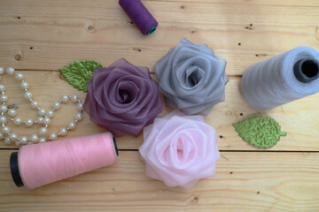 Handmade flowers from organza ribbon