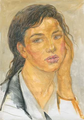 Fotobehang watercolor painting. abstract woman portrait. illustration.   © Anna Ismagilova