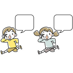 走りながら叫ぶ子どもとふきだし