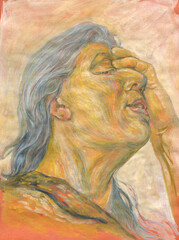 watercolor painting. old woman portrait. illustration. 
