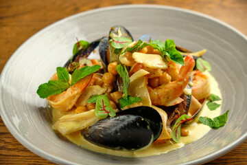 Salad with mussels vegetables