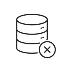 Database doesn’t work icon. High quality black vector illustration.