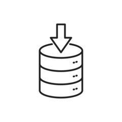 Input data from the database icon. High quality black vector illustration.