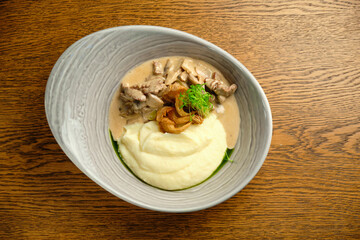 Risotto on a white restaurant plate