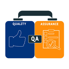 QA - Quality Assurance acronym. business concept background. vector illustration concept with keywords and icons. lettering illustration with icons for web banner, flyer, landing pag