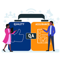 QA - Quality Assurance acronym. business concept background. vector illustration concept with keywords and icons. lettering illustration with icons for web banner, flyer, landing pag