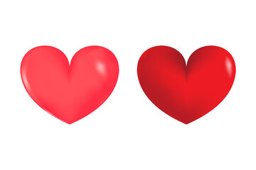Red and pink hearts. Realistic 3d design icon hearts symbol love. Vector illustration
