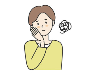 Worried young woman, vector illustration