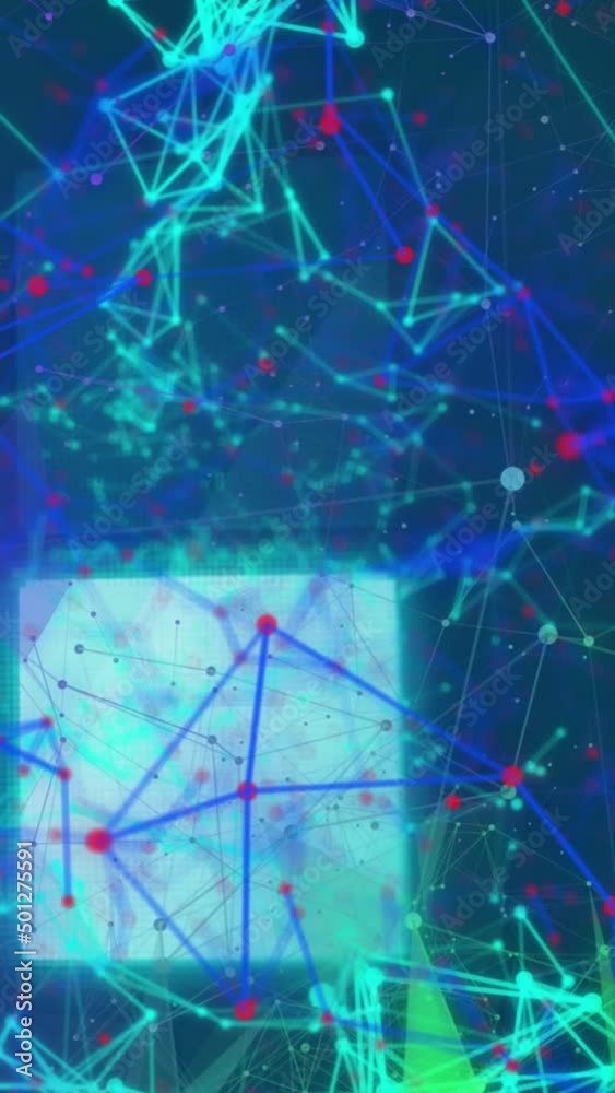 Wall mural animation of shapes and loading bar over blue background