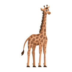 Obraz premium Cute cartoon giraffe on white background. Animals of Africa. Vector cartoon illustration.