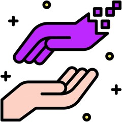 Hand with digital Hand icon, Metaverse related vector