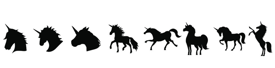 Fototapeta na wymiar Unicorn icon vector set. horse illustration sign collection. magic animal symbol or logo.