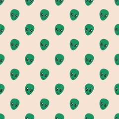 Seamless alien pattern on a light background. Background for textiles, fashion, packaging. Flat design, hand drawn cartoon, vector.