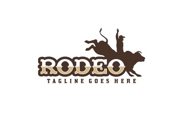 Rodeo Typography With Bull Rider Silhouette For matador Logo Design