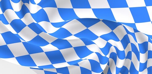 Oktoberfest background frame with bavarian white blue fabric, isolated on white. October festival